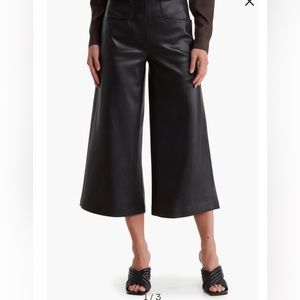 T Tahari Crop Wide Leg Faux Leather Pants